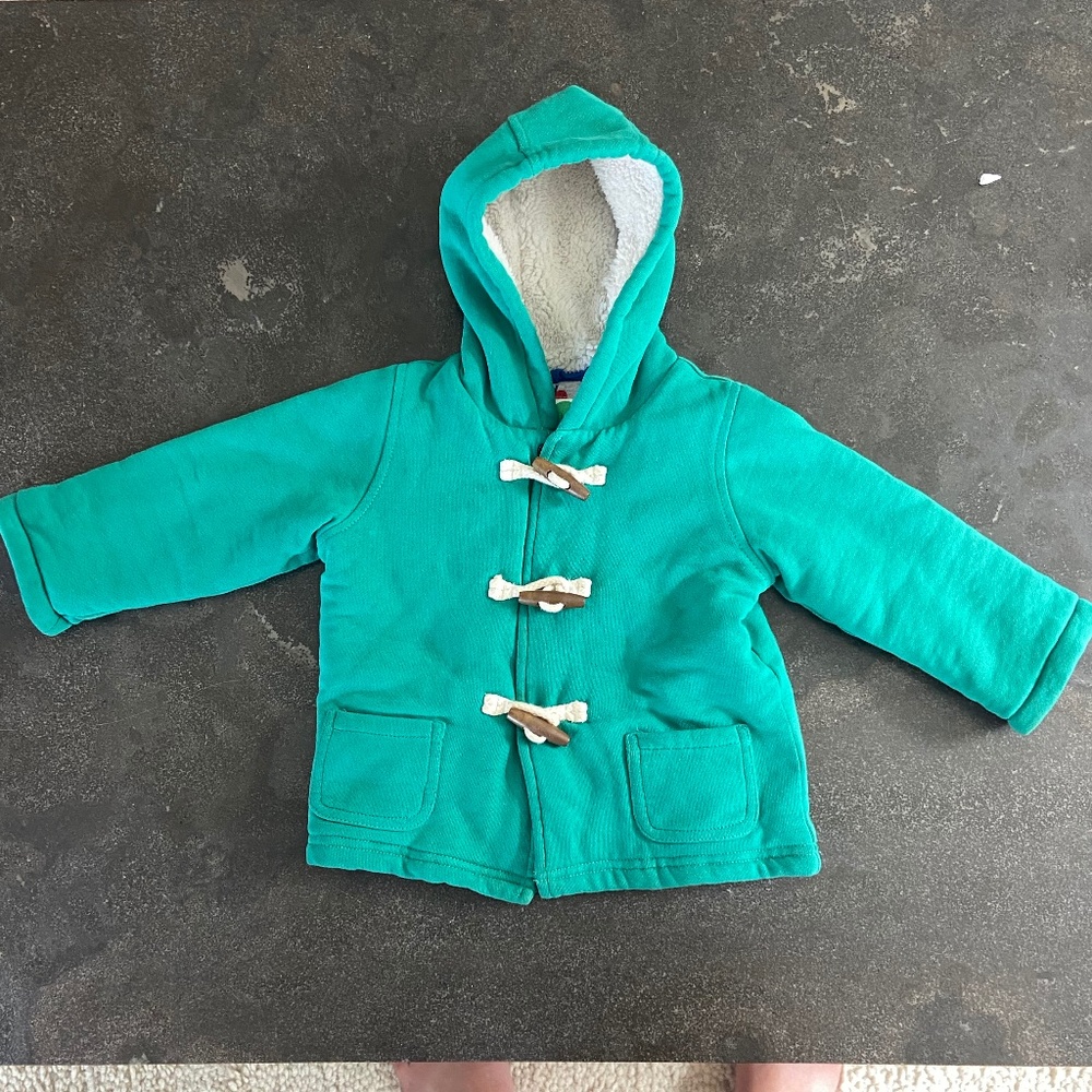Baby Boden Green Hooded Lightweight Duffle Coat